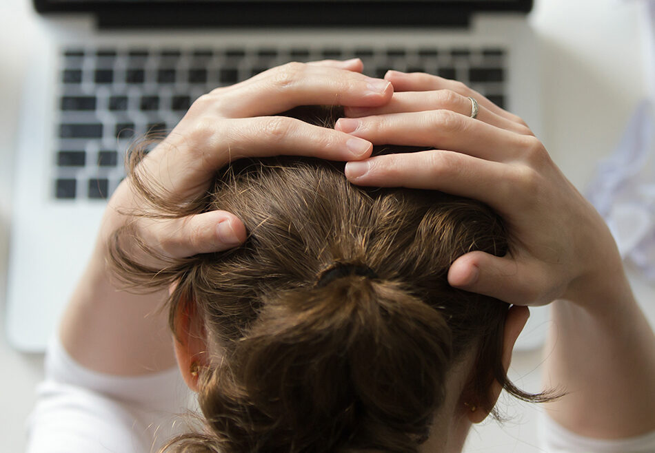 anxious woman at work