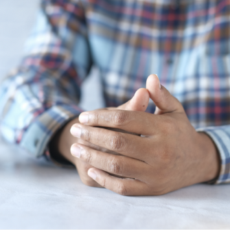 man cupping his hands